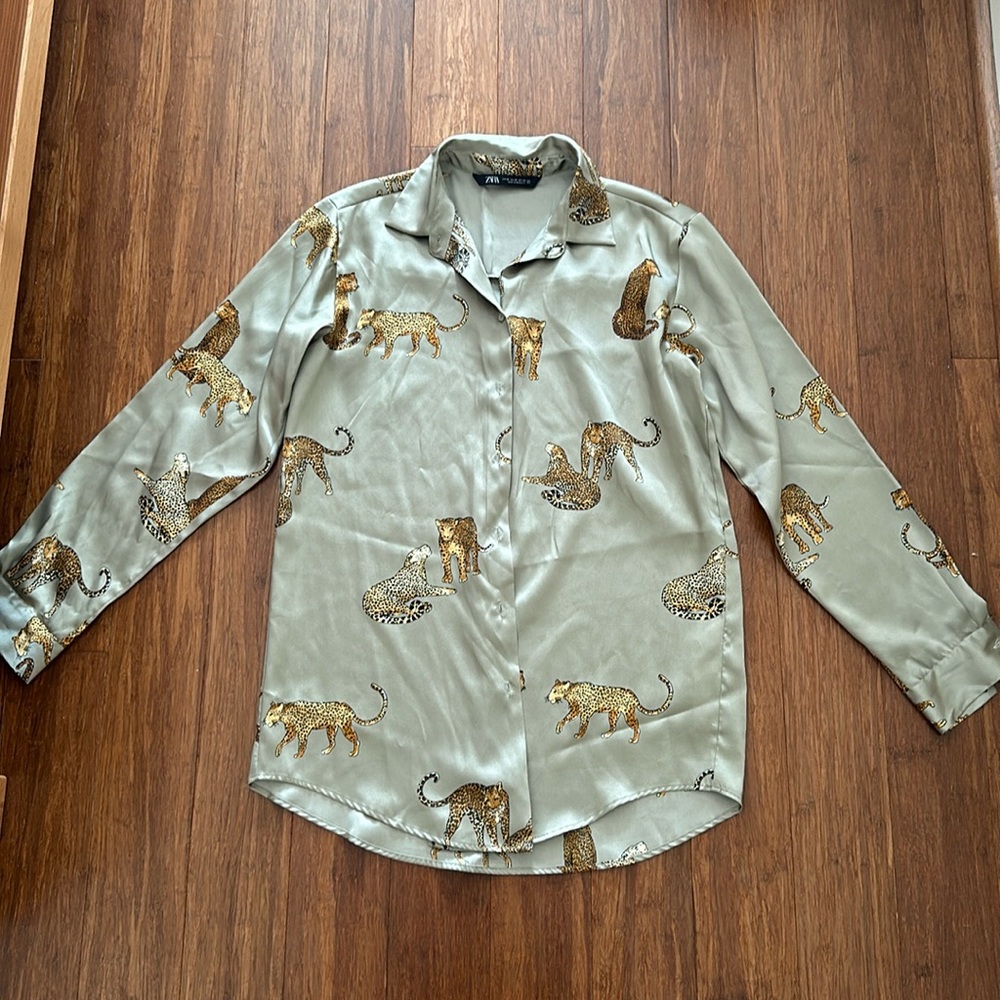 Zara oversized leopard shirt